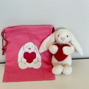 NWT Jellycat Bashful Red Love Heart Bunny little & Limited EDITION dust bag